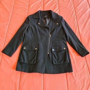 ASOS Petite Wool Blend Moto Peacoat - US 10 / 8